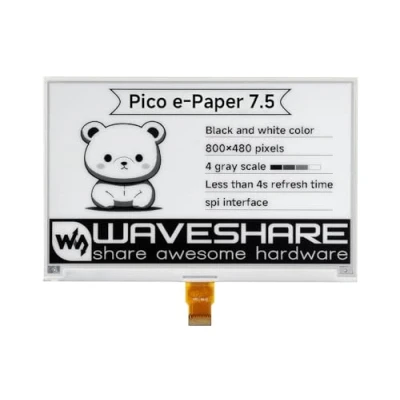 Bild av Waveshare 7.5inch E Paper Ink Display Module For Raspberry Pi Pico 800x480 Pixels Black/White SPI Interface