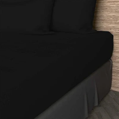 Bild av Drap housse en coton Soleil d&#039;ocre 90x200 cm Noir 57 fils