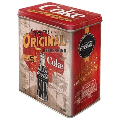Bild av Nostalgic Art Förvaringsburk i retrostil L, Coca Cola Original Presentidé för älskare, Stor kaffeburk av plåt, Deko vintagedesign, 3 l