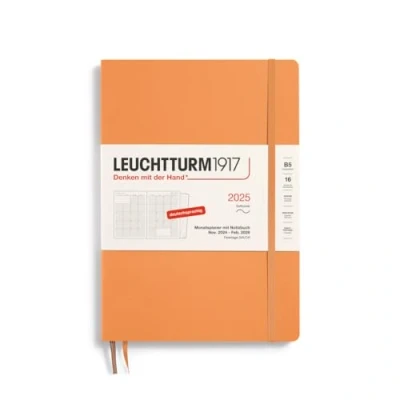 Bild av LEUCHTTURM1917 370604 månadsplanerare och anteckningsbok 2025, komposition B5 mjukt fodral 16 månader, 80 g, linjerad aprikos
