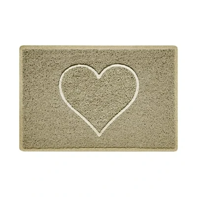 Bild av Nicoman hjärta präglad form entré dörrmatta smutsfångare jet tvättbar inomhus eller utomhus (liten, beige, 60 x 40 cm)