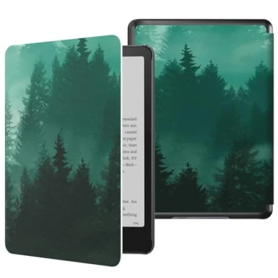 Bild av MoKo Case for All new 7&quot; Kindle Paperwhite 12th Gen 2024&amp;Kindle Colorsoft Signature Edition 2024, Lightweight PU Protective Shell Cover with Auto Wake/Sleep Green Forest