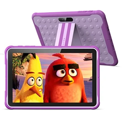 Bild av PRITOM 10 tums Android 10,3 G telefonsurfplatta, barnlås, WiFi, 6 000 mAh, Quad Core Processor, 2 GB RAM, 32 ROM, HD IPS skärm, för barn med fodral (lila)