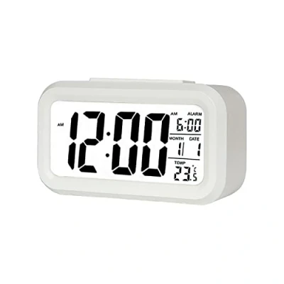 Bild av Jsdoin Digital väckarklocka, väckarklocka LED med temperatur, snooze funktion, 12/24 H omvandling, kalender, för sovrum, kontor, kök (batteri)