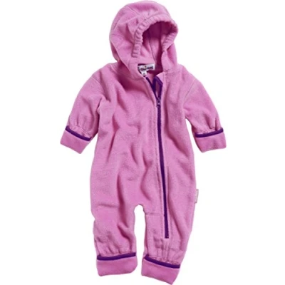 Bild av Playshoes Baby fleece overall, andningsbar unisex jumpsuit för pojkar och flickor med lång dragkedja huva, färgad kontrasterande, ROSA, 92