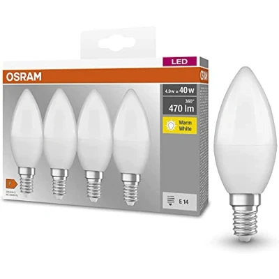 Bild av Osram ljusform bas klassisk B LED lampa, glas, cool vit, E14, 4 W, uppsättning av 3 5 W/Set of Varm vit