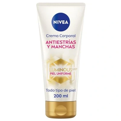 Bild av NIVEA Luminous 630 anti bristnings och fläckkroppskräm (1 x 200 ml), bristningskräm för jämn hudton, fuktighetskräm kroppen med 48 h hydrering.