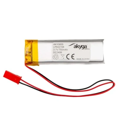 Bild av 3,7 V 750 mAh batteri LP602158 litium polymer Akyga AKY0655 Li Po PCM JST 2 polig anslutning 2,54 15 cm