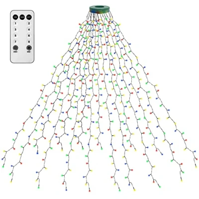 Bild av Kedoxi Julgransbelysning 400 Lysdioder med Timer, Ring 16 Strängar 6,6FT Lätt att Installera, Julgardin Fairy Tree Light 8 Lägen för Xmas Fir Pine Party Decoration, Färgstark