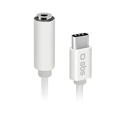 Bild av SBS 3,5 mm hona till USB C hane ljudadapter, metallkontakter, för Smartphone, Headset, Hi Fi stereo, högtalare och hörlurar, 9 cm lång kabel musik samtal