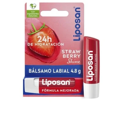 Bild av Liposan Strawberry Shine (1 x 4,8 g), jordgubbsdoft läppkakao med färgad läppbalsam, fuktgivande balsam för vackra, mjuka och saftiga läppar