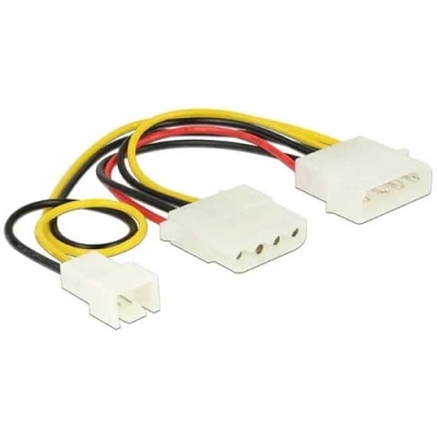 Bild av Delock kabel Power Molex 4 Pin St &gt; 1x Bu+ 1 x 3 stift LüFter