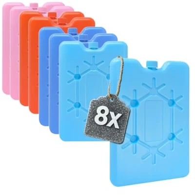 Bild av COM FOUR® 8x extra platt kylpaket platsbesparande och perfekt för kylbox kylväska kylelement i ljusa färger [urvalet varierar] (färgglada 8 stycken S)
