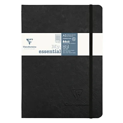 Bild av Clairefontaine 793421C Anteckningsbok AgeBag My Essentials, DIN A5, 14,8 x 21 cm, 96 ark, rutat, numrerat, 90 g, 1 styck, svart