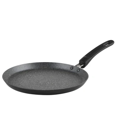 Bild av Russell Hobbs RH02852EU7 metallisk marmor crepe och pannkaka stekpanna 25 cm/9,8 tum non stick platt för omelett, chapati, roti, induktionshäll lämplig, mjukt grepphandtag, smidd aluminium