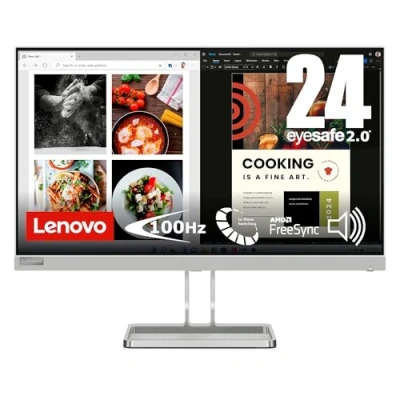 Bild av Lenovo L24i 40 23,8 tum Full HD skärm 1 920 x 080 100 Hz 250 nits 4 ms svarstid HDMI VGA AMD FreeSync grå