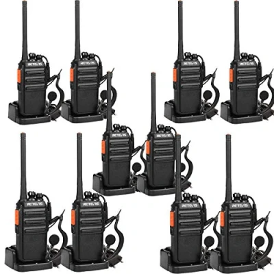 Bild av Retevis RT24 walkie Talkie, Radioapparat för vuxna, PMR446 radioapparater, licens, 16 kanaler, CTCSS/DCS, talkie med headset handeln, skola (10 stycken, svart)