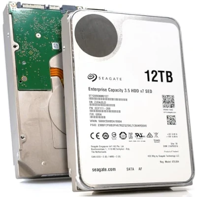 Bild av Seagate Enterprise kapacitet v7 ST12000NM0127 hårddisk 12 TB intern 3,5 tum SATA 6 Gb/s 7200 RPM 256 MB cache (renoverad)