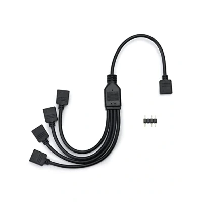 Bild av QWORK® ARGB splitterkabel, 5 V, 3 stift, PC RGB kabel, 1 uttag till 4 pluggar, 30 cm, för CPU kylare och V fläkt