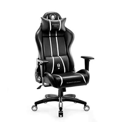Bild av Diablo X One 2.0 Gamingstol Kontorsstol Skrivbordstol Justerba Armstöd Ergonomisk Design Konstläder Gungfunktion (Svart Vit, Normal (L))