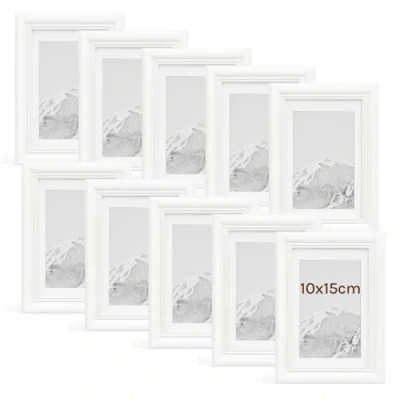 Bild av WOLTU 10x fotoram 10 x 15 cm träram och glas heminredning Artos stil vit 9401