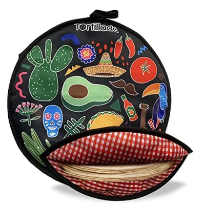 Bild av Tortillada 30 cm Tortilla varm /värmebehållare, mikrovågsugnssäker av bomull/polyester (svart)