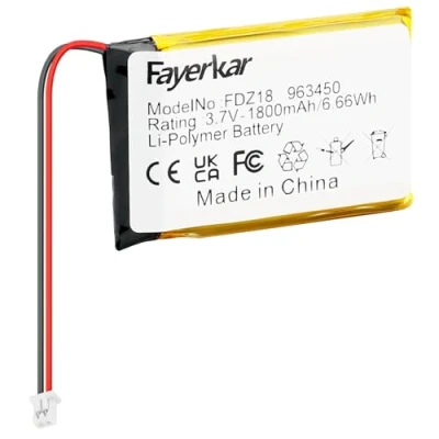 Bild av Fayerkar Lipo batteri 3,7 V 1 800 mAh 963450 uppladdningsbart med JST anslutning för VXI blå parrott bekräftar enhetens polaritet och kontakten före köp