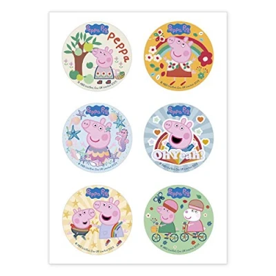 Bild av Dekora 6 Mini Peppa Pig Edible Discs for Cupcakes, Muffins or Cookies, cake toppers 5.8 cm