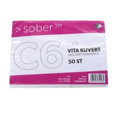 Bild av SOBER® Kuvert C6 114x162mm fukthäftande 50/fp