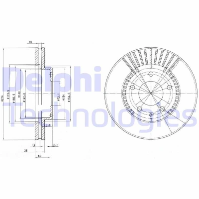 Bild av DELPHI BG3232 Disque de frein 274 28 5 ventilé huilé non traité sans roulement roue, bague ABS MAZDA: MPV 2