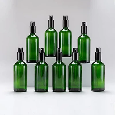 Bild av Yizhao Grön Sprayflaska Glas 100ml, med Liten Fin Dimma spray, Metalllock, Påfyllningsbara för Eterisk Olja, Resa, Rengöring, Parfym, Aromaterapi, Mmakeup 9 Stycken
