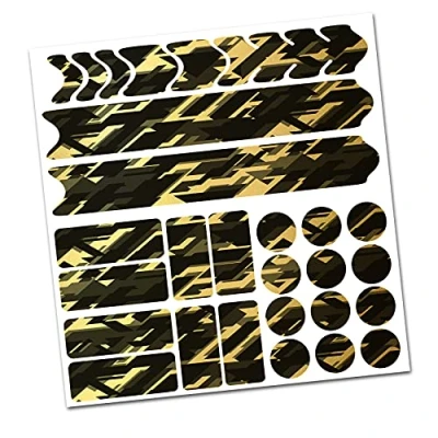 Bild av AlphaShield Cykelramsskydd för MTB och BMX, Lackskyddsfilm R159 R161, Kolfiberfilm (17 Future Gold Metallic)