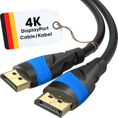 Bild av KabelDirekt DisplayPort (DP to DP) Cable Version 1.2 10m (17,28 Gbit/s Suitable for UHD Gaming in 4 K / 60Hz, HDCP) TOP Series
