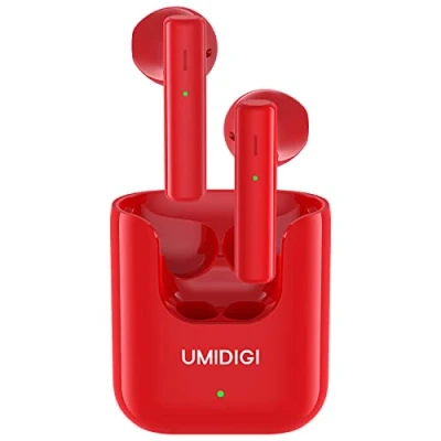 Bild av UMIDIGI AirBuds U In ear hörlurar bluetooth 5.1 Trådlös stereo,Touch kontroll öronsnäckor, 24 timmars uppspelningstid, automatisk parning, 2 inbyggd mikrofon (Red)