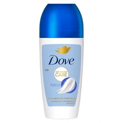 Bild av Dove, Roll On Advanced Care Talc Deodorant, Antiperspirant, mild formel med trippelfuktande verkan, skydd upp till 48 timmar, herr och kvinna, 6 stycken på 50 ml
