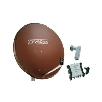 Bild av SCHWAIGER SAT system 80 cm 8 deltagare Quattro LNB (utan strömbrytare) tegelröd med multiströmbrytare 5/8