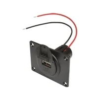 Bild av Uttag Infälld montering, klämhylsa, platta, lock ProCar Power USB Einbausteckdose EV mit Montageplatte und Deckel 12 V til 5 V, 24 3 A Kabeln är strippad