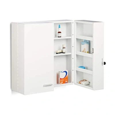 Bild av Relaxdays Medicinskåp 10021071 XXL Premium låsbar 2 dörrars 11 fack H x B D 53 20 cm medicinskåp, vitt