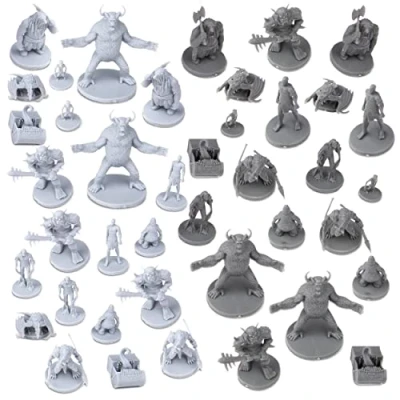 Bild av Path Gaming 40 Miniature Monsters Fantasy bordsskiva RPG figurer för fängelsehålor och drakar rollspel. 28 mm skalade miniatyrer, 10 unika mönster, bulk omålad, bra D&amp;D/DND