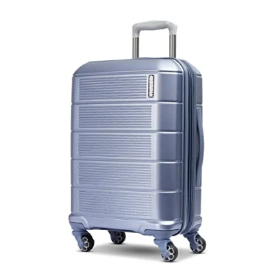 Bild av American Tourister Stratum XLT 2.0 expanderbart bagage med hård sida spinner hjul, Skifferblå, 20 Inch Carry On, spinnhjul