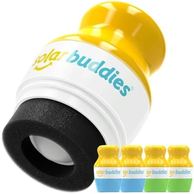 Bild av Solar Buddies Solskyddsapplikator 2x Blå, Grön Påfyllningsbar Roll on Svampapplikator för Solskydd, Solkräm &amp; Lotion Barn, Vuxna Familjer Innehåller 100 ml