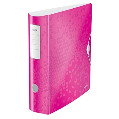 Bild av Leitz WOW Active Gaffelpärm, A4, böjd rygg, 82 mm bred, elastiskt band, lätt polyskum, rosa metallic, 11060023