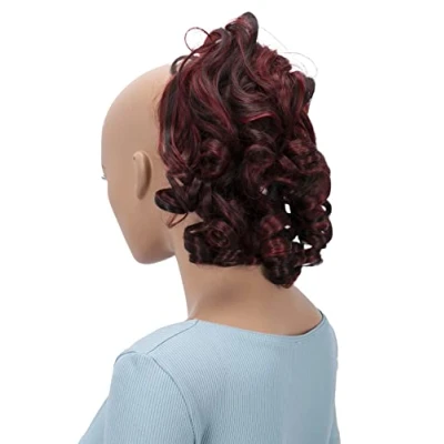 Bild av CAISHA Hårstycke Scrunchie Updo Frisyrer Voluminös Lockigt Bulle Röd Svart Streck G33L