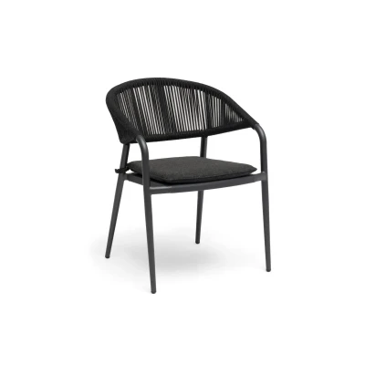 Bild av Hillerstorp, Ekeryd stol stapelbar 4 pack antracit textilene