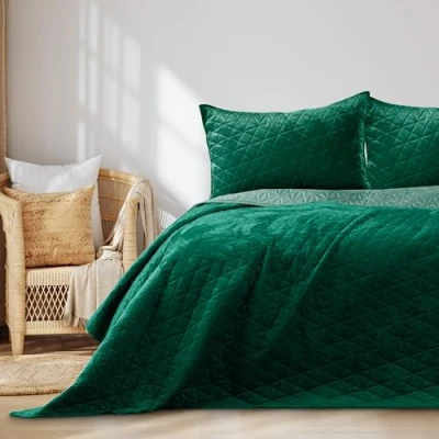 Bild av AmeliaHome Laila Velvet överkast polyester grön 200 x 220 cm