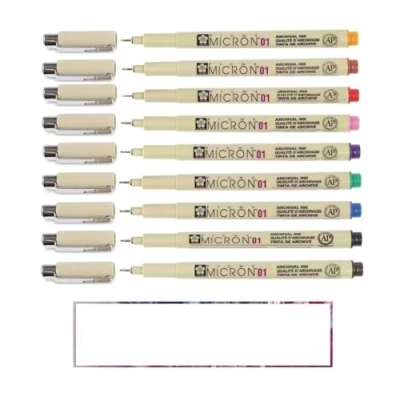 Bild av Pigma MICRON Sakura 01 set med 9 färger. fineliners
