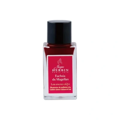 Bild av Jacques Herbin 16063JT En guldglitterbläckflaska för reservoarpenna, rullskridskor, glaspenna och reservoarhållare, 15 ml, Fuchsia de Magellan