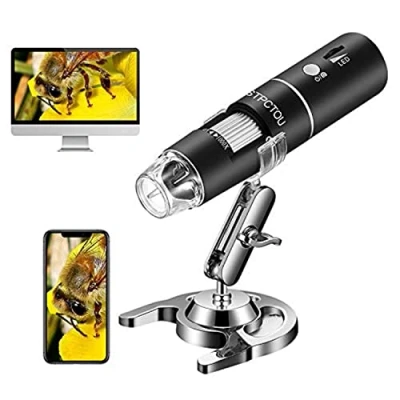 Bild av KEEPXYZ Trådlöst digitalt mikroskop 50X 1000X 1080P handhållen bärbar mini WiFi USB mikroskopkamera med 8 LED lampor för iPhone/iPad/smartphone/surfplatta/PC