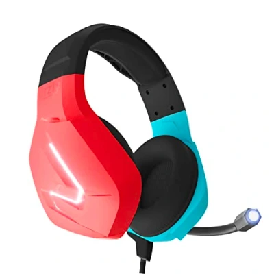 Bild av Orzly Gaming Headset med mikrofon Kompatibel för Nintendo Switch OLED och Lite Joycon Color Match Led Light Microphone &amp; Remote Hornet RXH 20 Tanami Edition