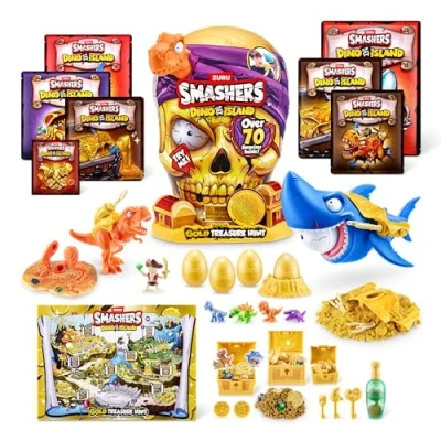 Bild av Smashers Dino Island Gold Treasure Hunt från ZURU skattjakt, interaktiv leksak för barn, pojkar, samlarleksaker barn (31,6 cm), (orange)